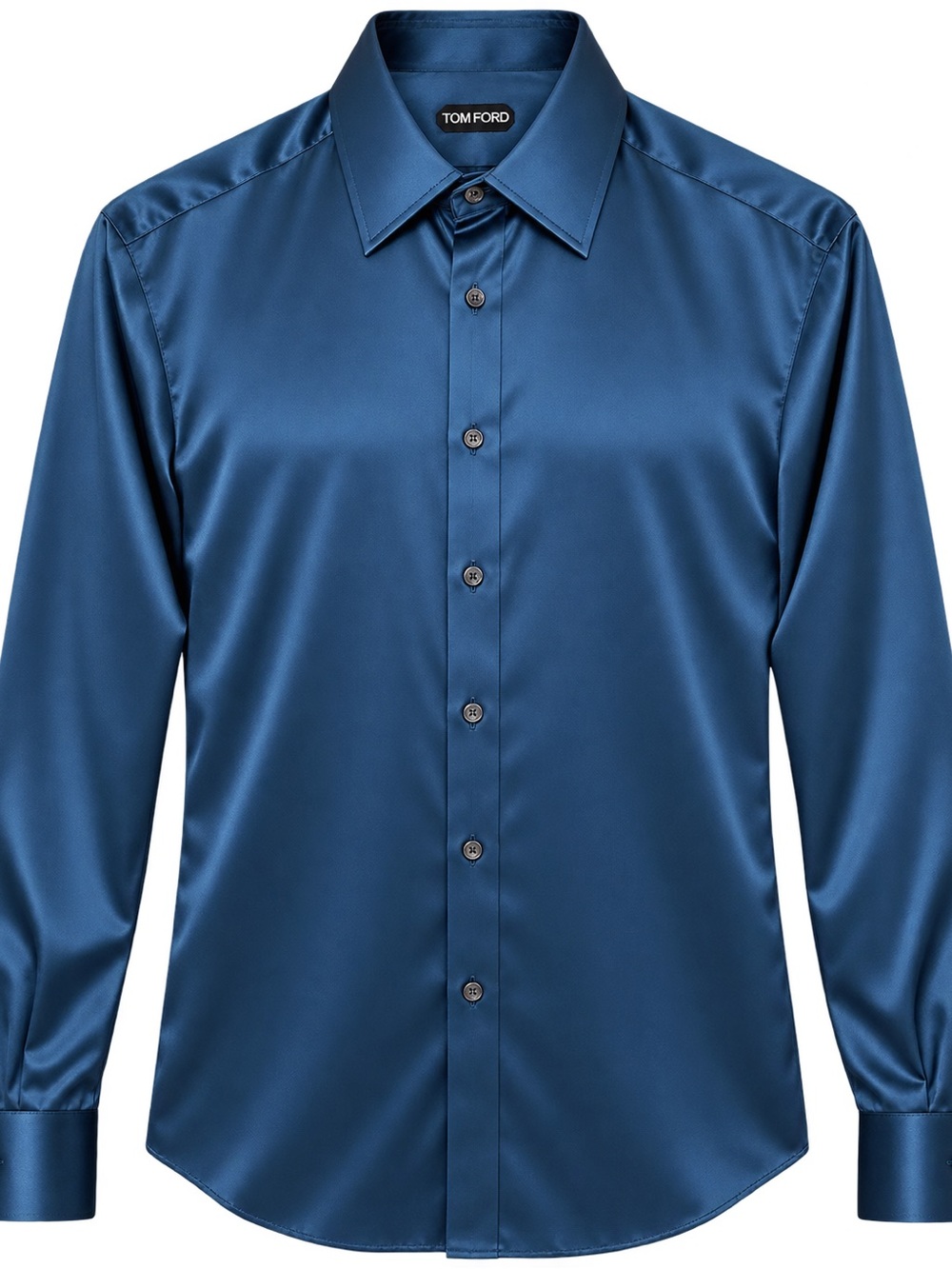 Tom Ford Men's Satin Shirt in Rich Blue